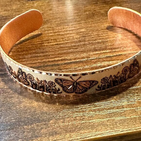 Handmade‎ Boho Copper Monarch Butterfly Design Bracelet, Cuff Boho Bracelet, Gif - Picture 2 of 2